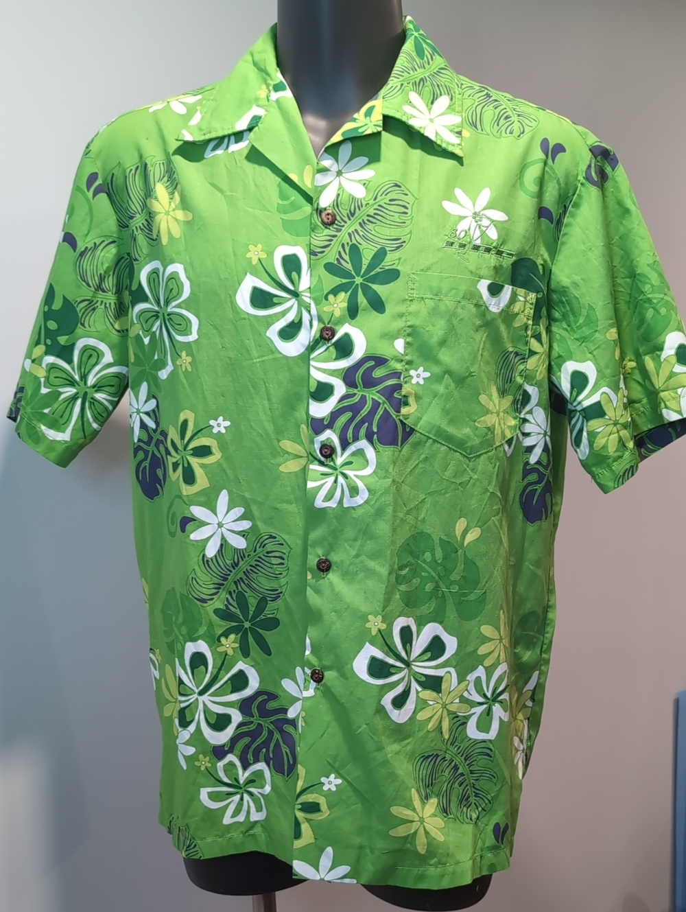 Vintage Malihini Hawaii Green Hawaiian Shirt XL